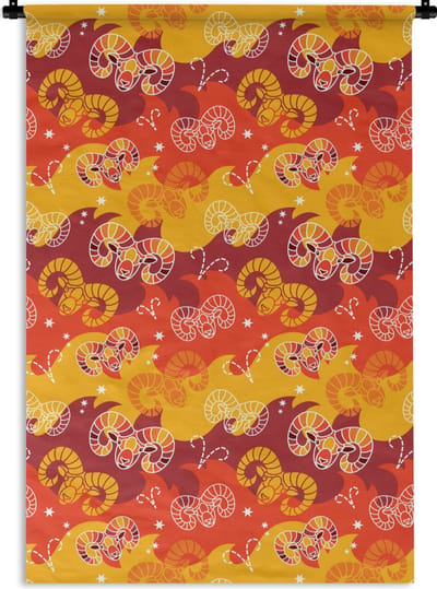 Wandkleed - Wanddoek - Ram - Zodiac - Astrologie - Design - 120x180 cm - Wandtapijt