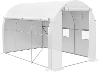 Tunnelkas 6 m² - Serre Kas - Planten Beschermen - UV-bescherming PE - 300x200x200 cm - Wit