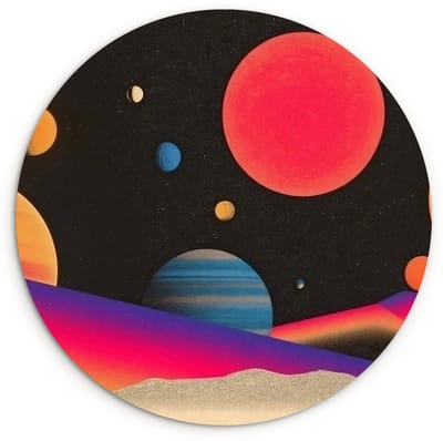 WallCircle® Wandcirkel 120x120 cm - Muurcirkel Hemel - Planeten - Felgekleurd - Muurdecoratie woonkamer - Wanddecoratie slaapkamer - Kamer decoratie accessoires - Ronde schilderijen XXL