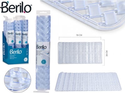 Anti-Slip Bad /Douche mat - Berilo -  78 x 38 cm - Transparant - Gevlochten structuur - Met Zuignappen