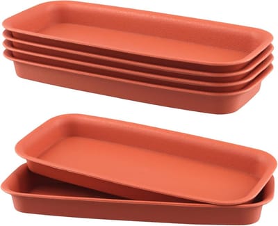 Omgoods - Set van 6 Rechthoekige Plantenschotels 39.5x17x3 cm