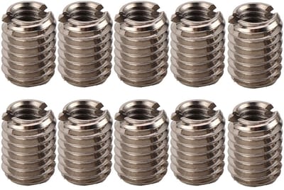Dailygoods- Draadinsert 10 Stuks - RVS - Zelftappende Schroefdraad - Binnendraad M4x0.7 - Buitendraad M6x1.0 - 8mm Lengte - Schroefdraadinsert
