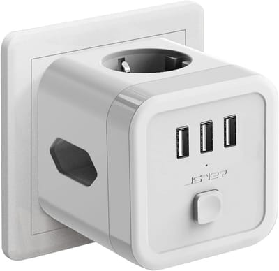 Compact Power Strip Kubus met 3 Stopcontacten en 3 USB Poorten