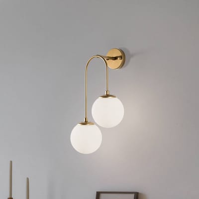 Opviq Wandlamp Jewel 10585 goudkleurig, opaalglas 55 x 30 cm 2-lamps.