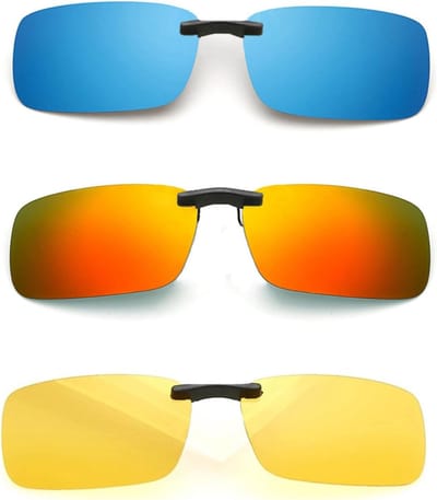 Clip op zonnebril - Gepolariseerd - Anti-glans UV400 - Voor mannen en vrouwen - Rijden Reizen Outdoor Sport - Gele Oranje Blauwe lenzen