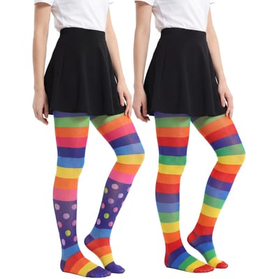 S Nieuwe Collectie Dames Y2K Regenboog Gestreept Doorzichtig Panty Kleurrijke Stippen Panty Mode Kousen One Size black