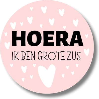 20 x Stickers Trakteren Grote Zus - Traktaties Geboorte Broertje Zusje - Roze Sluitstickers Geboortekaartje