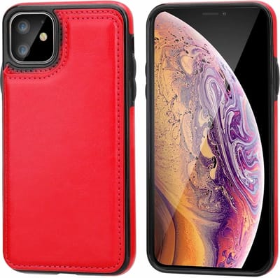 ShieldCase Hoesje geschikt voor Apple iPhone 11 wallet case - rood - Stijlvol Telefoonhoesje - Duurzame Bescherming - Multifunctionele Wallet Hoes - Hoogwaardig materiaal