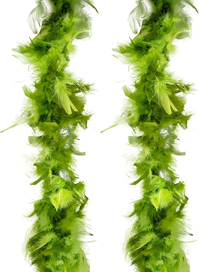 Funny Fashion Carnaval verkleed boa met veren - 2x - groen mix - 200 cm - 45 gram - Glitter and Glamour - veel veertjes