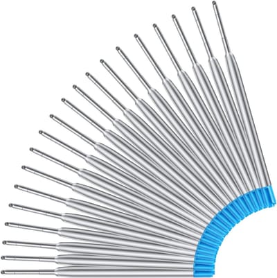 20 Stuks Vervangbare Metalen Balpen Navullingen, Medium Punt, Geschikt voor Werk, School en Kantoorbenodigdheden (Blauw)