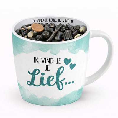 Mok - Koffie - Cadeau - Traktatie - Ik vind je Lief - Lieverd - Schatje - Keramiek - Drop - "Speciaal voor jou"
