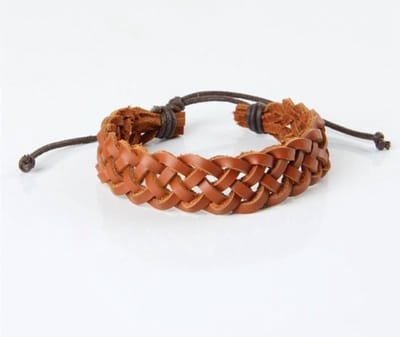 Aramat Jewels - Bruine gevlochten leren armband - Verstelbaar -uniseks