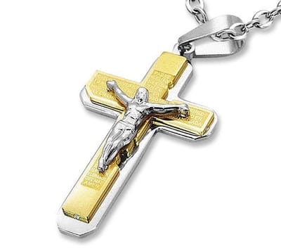 Amanto Ketting Djao Duo - 316L Staal - Kruis - 60x34mm - 60cm