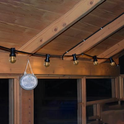 10m Arena platte LED Prikkabel - IP65 Lichtsnoer Buiten - koppelbaar - inclusief 10x E27 lampen - Incl. Stekker