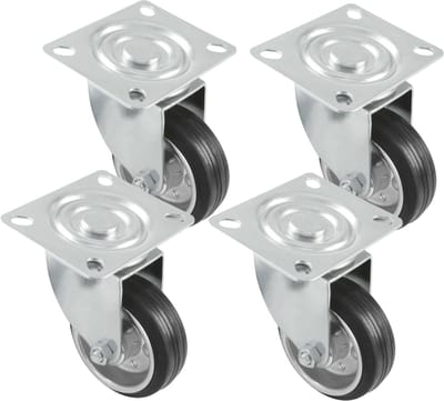 AMIG zwenkwiel/transportwiel - 4x - D80mm - rubber - 70kg draagvermogen - rollager
