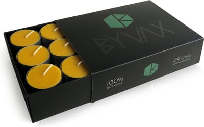 Bijenwas Waxinelichtjes in doos | 24 stuks | 100% Zuiver Bijenwas | Brandduur 5 uur