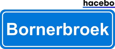 Hacebo - Plaatsnaam Sticker - 29x10 CM - Bornerbroek sticker - Verkeersborden sticker - grappige cadeaus - Bornerbroek