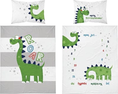 Dinosaurus Dekbedovertrek Junior Ledikant 100x135 Katoen Bamboe Zacht Ademend
