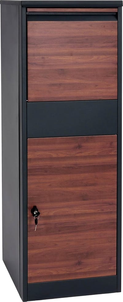 Pakketdoos MCW-G80, Pakketdoos staande brievenbus Pakketbrievenbus formaat XL ~ gegalvaniseerd antraciet houtlook donkerbruin