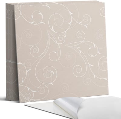 Coloray Wandpanelen Zelfklevend - Fijne spiralen en bladeren Zelfklevende Wandpanelen - 50 cm x 50 cm - Beige Wandpaneel PVC - 4 stuks - Mozaïeken Wandpanelen Zelfklevend - Wandpaneel Keuken - Wandpanelen Badkamer