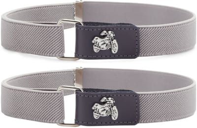 Ladeheid 2x Kinderriem - Riem - Jongens - Broekriem - Verstelbaar - Polyester - LA-TG-P15S - Grauw/Motorfiets - 62 cm x 2,5 cm