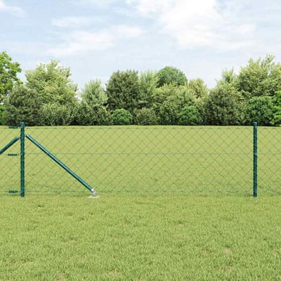 vidaXL - gaashek - met - grondpennen - 10 - x - 0,8 - m - PVC-Coated - Staal - Groen - Mesh