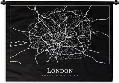 Wandkleed - Wanddoek - Kaart - Stadskaart - Londen - Plattegrond - 120x90 cm - Wandtapijt