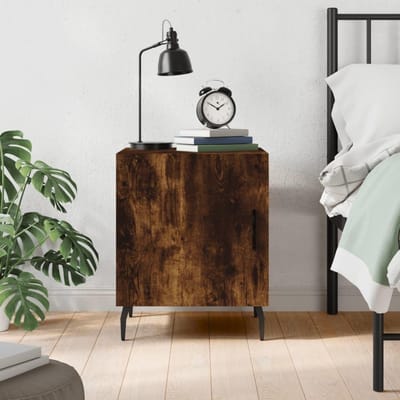 Nachtkastje Hout - Bijzetmeubel Slaapkamer - Opbergen Slaapkamer - Met Deur - 40x40x50cm - Gerookt Eiken