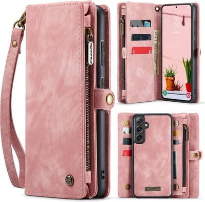 CaseMe Hoesje - Geschikt voor Samsung Galaxy S25 Plus Hoesje - CaseMe 008 2-in-1 Book Case & Back Cover met Portemonnee - Roze
