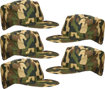 Guirca Guirca Carnaval verkleed Soldaten hoed/cap/petje - 5x - camouflage groen - volwassenen - Militairen/leger thema