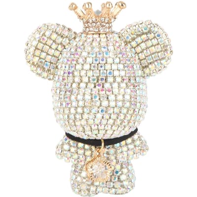 Désodorisant de voiture pour décoration de ventilation Ours strass bling avec clip et tablette parfumée Voiture blanc