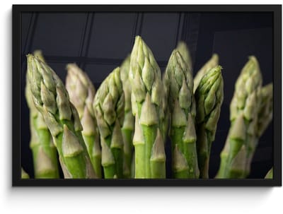 Poster in lijst - Fotolijst 60x40 cm - Posters - Asperges - Groen - Zwart - Posterlijst zwart - Decoratie - Wanddecoratie woonkamer - Muurdecoratie slaapkamer