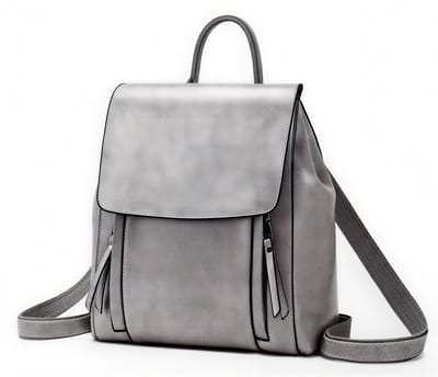 Rugzak en Schoudertas van Imitatieleer voor Dames – Schooltas, Laptoptas, Messenger Bag, Handtas, Reistas, Werk- en Studietas, Dames Tas voor Dagelijks Gebruik – Grijs