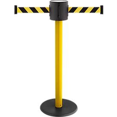 Afzetpaal met trekband RS-Guidesystems GLAD 28 geel, 2 kleuren trekband geel/zwart