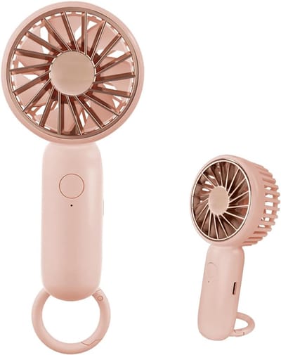 Mini handventilator, krachtige tafelventilator met clip, schattig ontwerp, 3 windsnelheden, klein en draagbaar, lichtgewicht oplaadbare USB-ventilator voor gebruik bij make-up, geschikt voor modieuze meisjes (roze).