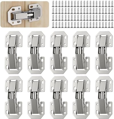 10-delige set onzichtbare meubelscharnieren 90° voor keuken- en kastdeuren, inclusief 80 schroeven en 25,4 cm lengte