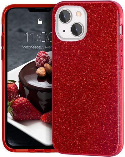 Hoesje Geschikt voor iPhone 13 Pro Hoesje Glitters Siliconen - Glitter Hoesje Geschikt voor iPhone 13 Pro hoesje TPU Case Rood - Cover