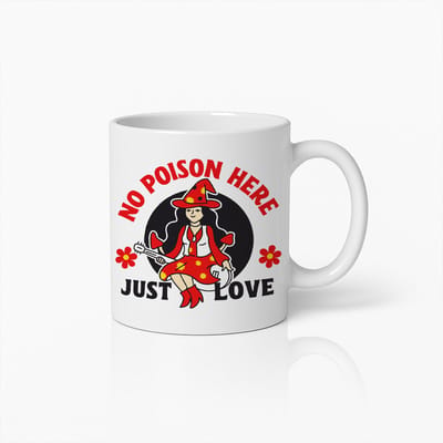Heksen Mok 330ml – “No Poison Here Just Love” Schattige Magische Koffiemok, Perfect Cadeau voor Heksen en Fantasieliefhebbers