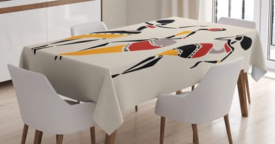 ABAKUHAUS Afrikaanse Vrouwentafelkleed, Aboriginal Danseres, Easy Care, wasbaar, vlekbestendig en met heldere kleuren, hoogwaardige print, 140 x 200 cm, meerkleurig