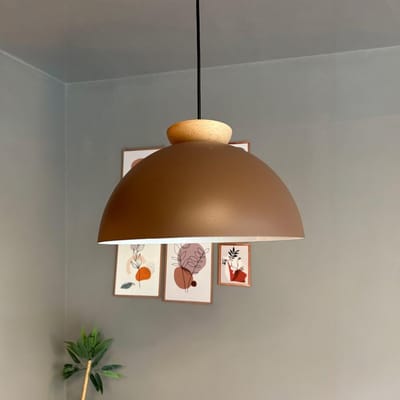 Bamyum Yimpi keukenlamp hangend vintage Ø30 cm, lampenkap hanglamp eettafel woonkamer, keukenlamp hangend melkbruin, hanglamp keuken, hanglamp woonkamer, hanglamp vintage