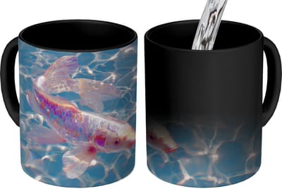 Magische Mok - Foto op Warmte Mokken - Koffiemok - Vis - Water - Blauw - Licht - Magic Mok - Beker - 350 ML - Theemok