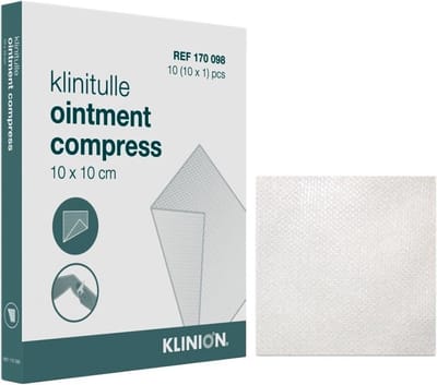 Klinitulle | Paraffine zalf kompressen | 10 stuks | 10 x 10 cm