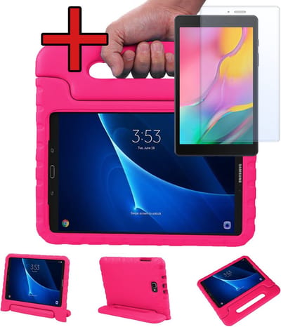 Hoesje - Geschikt voor Samsung Galaxy Tab A 10.1 (2016) - Met Screenprotector - Kinderhoes - Shockproof Bumper - Kidsproof Case - Tablethoes - Kinder Hoes Cover - Roze