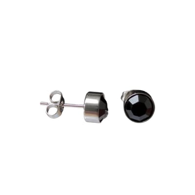 Aramat Jewels | Oorbellen | RVS Kristal Oorbellen Rond Kleurrijk 3mm - Diverse Kleuren Studs | Zilverkleur / 7mm / Zwart | |8mm | Staal | Volwassenen | Verkleurd niet
