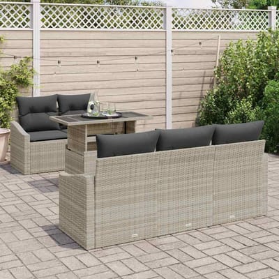 vidaXL - Tuinbank - Set - 6 - st - Lichtgrijs - poly - rattan