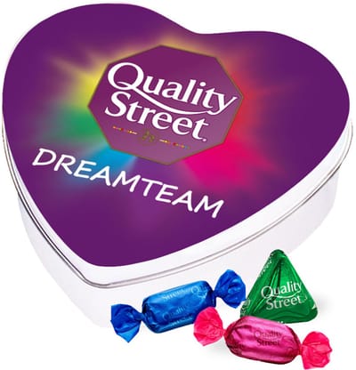 Nestlé Quality Street 160g "Dreamteam" - 11 smaken - Geschenkdoos hartje met bonbons en toffees - Chocolade cadeau - Chocolade mix in tinbox