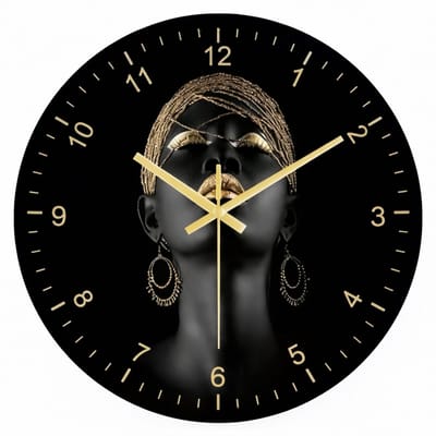 LuxaLiving Wandklok 30 cm – Zwart met Goud – Stille Klok zonder Tikgeluid – Glazen Wandklok – Moderne Klok voor Woonkamer
