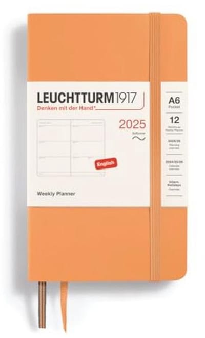 Pocket A6 Weekly Calendar 2025 - 12 Month Planner - Lined - Apricot