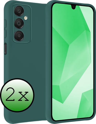Hoesje 2 Stuks - Geschikt voor Samsung Galaxy A16 - Sterk & Shockproof - Case Siliconen - Back Cover - Telefoon Hoes - Donkergroen