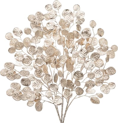 Set van 3 Kunstmatige Eucalyptus Takken 60cm Goud Decoratie voor Thuis en Kerstboom